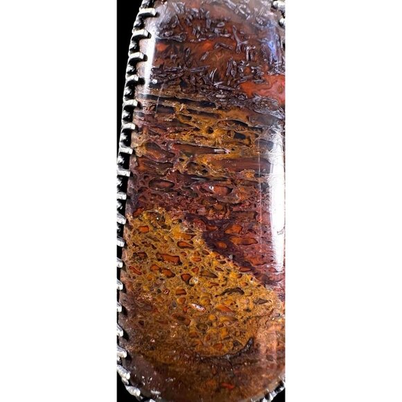 Pendant Fossil Dinosaur Gembone Paul Rossman 925 Sterling 3" w Bail 25.1g - Picture 3 of 14